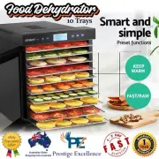 Devanti Food Dehydrators Jerky Dehydrator Fruit Dryer Stainless Steel 10 Trays