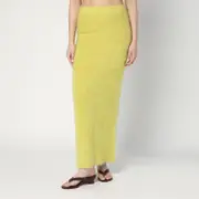 [Soft Goat] Long Lime-coloured brushed cashmere skirt XS Yellow