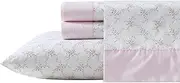 [Laura Ashley] Sheet Set, Breathable Percale Cotton Bedding, 200 Thread Count, Deep Pocket, Chic Home Decor (Lynda Pink, King)