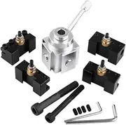Commonly Used 1Set Tool Post Holder Aluminum Alloy Quick Change Tool Post Lathe Tool Post and Holder Kit Lathe Accessary High Durability