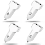 4x 12W Dual Port Charge USB-A Cigarette Lighter Car Charger for iPhone/Android