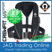 CREWSAVER CREWFIT AUTOMATIC & HARNESS 165 SPORT PFD BLACK - AUTO INFLATABLE