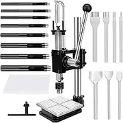 Leather Press Leather Hole Puncher Upgraded Hand Punching Machine for DIY Leather Craft Punching Holes Cutting, Forming Pressing,Install Rivets and Snap Buttons(with Aluminum Plate and 16pcs Tools)