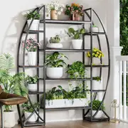 Fin 5Tier Plant Stand Indoor Half-Moon Shaped Large Flower Pot Rack Shelf Livingroom