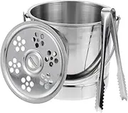 ULTECHNOVO 1Pc Stainless Steel Ice Bucket with Handle Thickened Beer Wine Cooler for Parties Bars and Outdoor Events Silver
