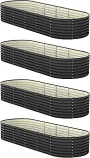 Livsip x4 Raised Garden Bed Kit Planter Oval Galvanised Steel 240cmX80cmX56cm