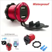 Auto Car Cigarette Lighter Charger Socket Dual USB Port LED Voltmeter Waterproof (for: Fiat)
