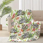 RICKYOUNG Koala Floral Flower Fleece Flannel Lightweight Blankets Plush Microfiber Bedding Throw Blanket for Couch and Bed 60"x50" for Teen