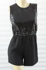 ⛎ BNWT SIZE 12 ANKO GIRLS BLACK POLYESTER SHORTS ROMPER PLAYSUIT SEQUINS