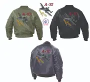 A-10 Warthog Jet Vietnam MA-1 Jacket full embroidered back and crest
