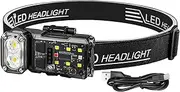 Head Lamps Led Rechargeable | Headlights for Head - Powerful Ultra Bright Motion Sensor Light with 3-Color Modes Lightweight for Hunting Hiking Fishing Camping Backpacking