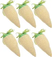 LIFKOME 6pcs Carrot Bunch Pocket Carrots Egg Hunt Bags Drawstring Present Bags Treat Goodie Bags Candy Packaging Bag Carrot Shaped Bag Carrot Wrap Plush Fabrics