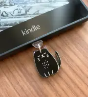 Scruffy Black Cat Kindle Charm, Acrylic Charm - USB C & MICRO USB available