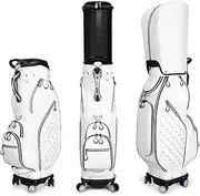 Golf Bag, Portable Golf Stand Bag for Men & Women, Professional Golf Bag with 4 Universal Wheels, Waterproof Microfiber Leather Golf Cart Bag
