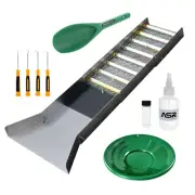 ASR Outdoor Sluice Box Gold Panning Kit Pan Vial Snifter Trowel Hooks 6pc