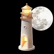 Generic Nautical Night Light, Moon Projection Lighthouses Lamp, Unique Wireless Lighthouses Table Lamp, Moon Projector Atmosphere Lamp for Kids Adults, Nautical Night Light for Bedroom, Living Room