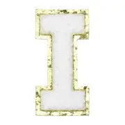 Chenille Letter Patches, Letter I Iron on Patches(White, 2.7 Cm/1.1")