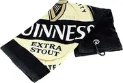 Guinness Label Cotton Black Golf Towel with Karabiner Clip