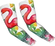 [FHEDVBN] Tropical watercolor pineapple Flamingo Arm Sleeves Compression Arm Covers for Men Women Outdoor Sun Sleeves Cooling Sports Sleeve, Black