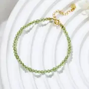 Natural Green Peridot 2MM Gemstone Crystal Healing Minimalist Women Bracelet New