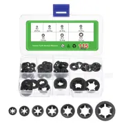115Pcs Internal Tooth Washers Assortment Kit, 65Mn, 7 Size, Black