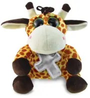 DolliBu Big Eye Giraffe Stuffed Animal with Silver Cross Plush Toy - 6 Inches