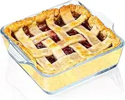 Glass Square Baking Dish Individual Portion Baking Pan for Oven Microwave Square Egg, Clear Prep Bowls with Handle (Transparent, 6")