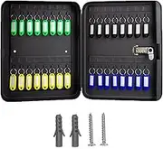 AcbbMNS 20 Key Storage Cabinet with Combination Lock Wall Mounted Key Organizer Security Key Safe Box Steel Secured Key Lock Box Black