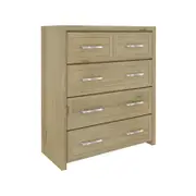 Gracelyn Tallboy 5 Chest of Drawers Solid Wood Bedroom Storage Cabinet - Smoke