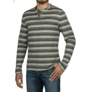 NWT $70 JEREMIAH Glenn Twist Yarn Long Sleeved 100% Cotton Striped Henley XXL