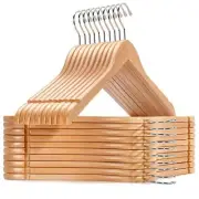 20 Pack Home Natural Wooden Shirt Coat Clothes Hangers for Jacket, Bridal