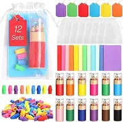 Skyygemm 12 Set Inspirational Rainbow Pencil Gifts Bulk Colored Rainbow Pencils Mini Notebooks Erasers Cards and Clear Gift Bags for Easter Back to School Thank You Gifts