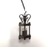 Dollhouse Battery Light Hanging Ceiling Lantern Chrome Black 1:12 Scale