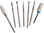 NULYLU 7 pcs Nail Drill Bits Durable Cuticle and Manicure Drill Bits for Nail Art for Home and Salon Use