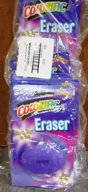 1 Bag of 5 Sanford Colorific Card Erasers Shape Purple Circle Geometric School