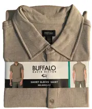 NWT Buffalo David Bitton Tan Men’s Short Sleeve Shirt Small Relaxed Fit Cotton