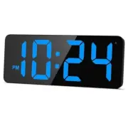 LED Digital Wall Clock with Large Display, Big Digits, Auto-Dimming, Blue