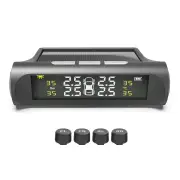 Tire Pressure Monitoring System Solar Powered TPMS for RV and Trailers TPMS with LCD Display 4 Sensors Real-Time Pressur