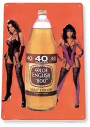 OLD ENGLISH MALT LIQUOR TIN SIGN 40 OUNCE 800 STOUT PEOPLES BREWING DULUTH CO