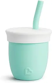 Munchkin C'est Silicone Open Training Cup with Straw, Mint, 4 oz Capacity