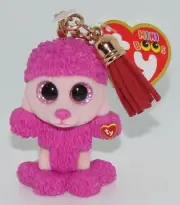 New Ty Mini Boos PATSY Pink Poodle Collectible Clip Clasp Closure w/tassel 2"