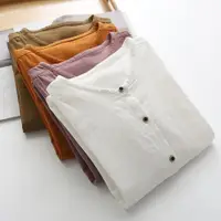 在飛比找ETMall東森購物網優惠-外貿大牌雙層棉紗木扣長袖襯衫