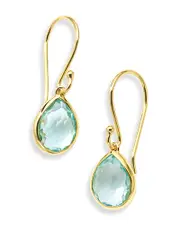 Ippolita 18K Yellow Gold Rock Candy Blue Topaz Teeny Teardrop Earrings