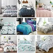 100% Cotton Quilt Doona Duvet Cover Set - Soft and Breathable - 9 Designs - 6 Sizes (4, Super King)