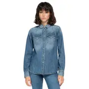 Replay Womens Denim Long Sleeve Shirt Collared Blue