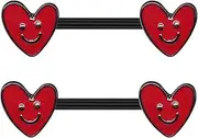 [KUNASSHIR] 14G Smiling Face Nipple Barbells Heart Nipple Rings Surgical Steel 316L Nipple Piercing Jewelry Nipple Piercing Bars for Women, 14mm, Stainless Steel, no gemstone