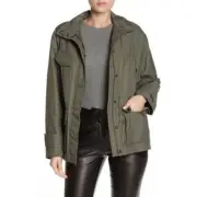 Vince Army Green Jacket Drawstring Waist Anorak Flap Pockets SZ XS NWT $495