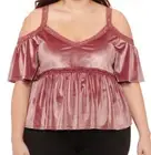 CITY STREETS Cold Shoulder Velvet Top Blouse Jr Plus Size 2X Stretchy Mauve NWT