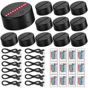 12 Sets 3D Night LED Light Lamp Base 16 Colors LED Light Display Base with Re...