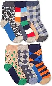 [Jefferies Socks] boys Fun Colorful Dress Crew Socks 6 Pair Pack